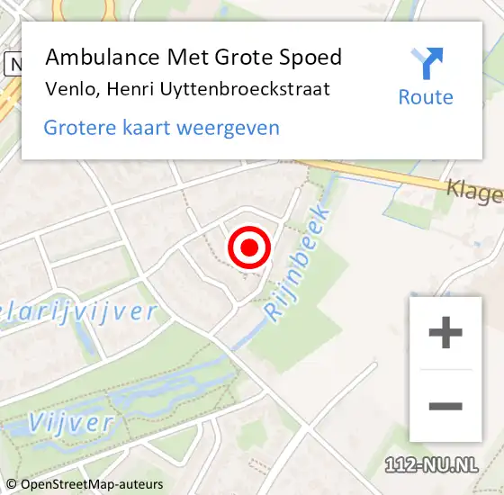 Locatie op kaart van de 112 melding: Ambulance Met Grote Spoed Naar Venlo, Henri Uyttenbroeckstraat op 8 mei 2020 19:02