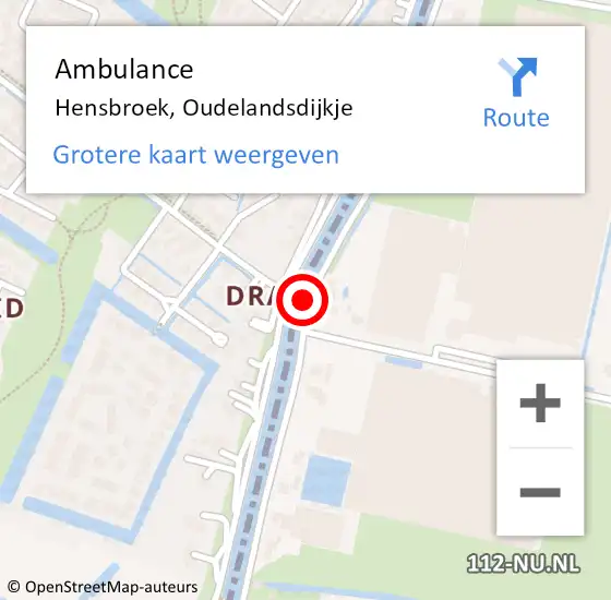 Locatie op kaart van de 112 melding: Ambulance Hensbroek, Oudelandsdijkje op 8 mei 2020 20:44