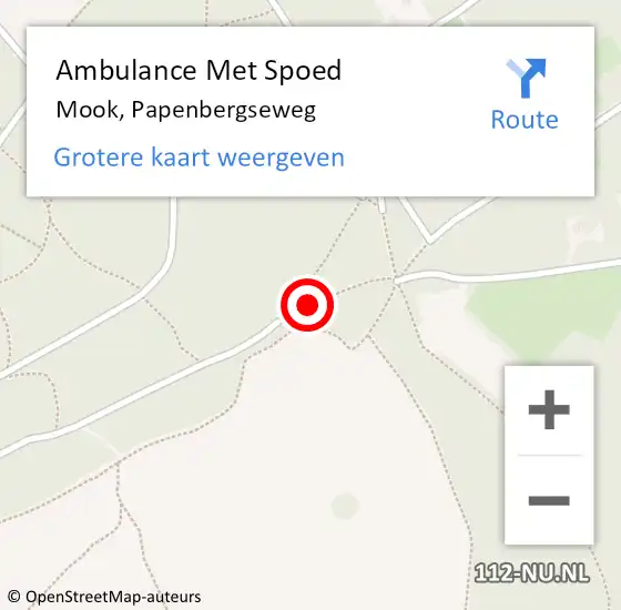 Locatie op kaart van de 112 melding: Ambulance Met Spoed Naar Mook, Papenbergseweg op 8 mei 2020 20:45