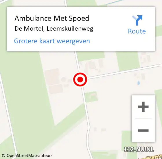 Locatie op kaart van de 112 melding: Ambulance Met Spoed Naar De Mortel, Leemskuilenweg op 8 mei 2020 20:46