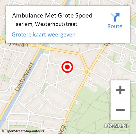 Locatie op kaart van de 112 melding: Ambulance Met Grote Spoed Naar Haarlem, Westerhoutstraat op 8 mei 2020 20:52