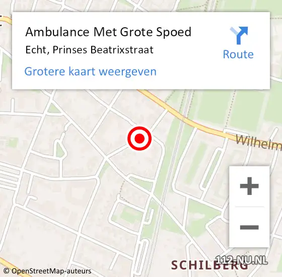 Locatie op kaart van de 112 melding: Ambulance Met Grote Spoed Naar Echt, Prinses Beatrixstraat op 8 mei 2020 21:20