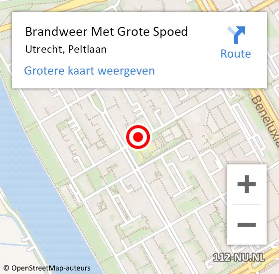 Locatie op kaart van de 112 melding: Brandweer Met Grote Spoed Naar Utrecht, Peltlaan op 8 mei 2020 21:28