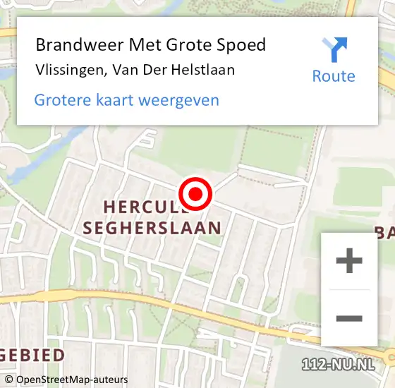 Locatie op kaart van de 112 melding: Brandweer Met Grote Spoed Naar Vlissingen, Van Der Helstlaan op 8 mei 2020 22:11