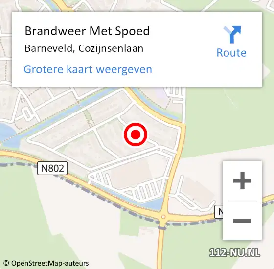 Locatie op kaart van de 112 melding: Brandweer Met Spoed Naar Barneveld, Cozijnsenlaan op 8 mei 2020 23:15