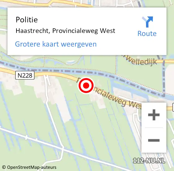 Locatie op kaart van de 112 melding: Politie Haastrecht, Provincialeweg West op 8 mei 2020 23:43