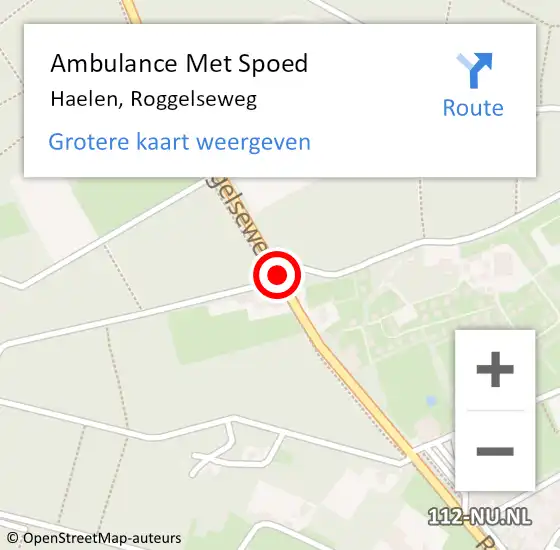 Locatie op kaart van de 112 melding: Ambulance Met Spoed Naar Haelen, Roggelseweg op 9 mei 2020 01:48