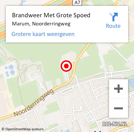 Locatie op kaart van de 112 melding: Brandweer Met Grote Spoed Naar Marum, Noorderringweg op 9 mei 2020 02:00