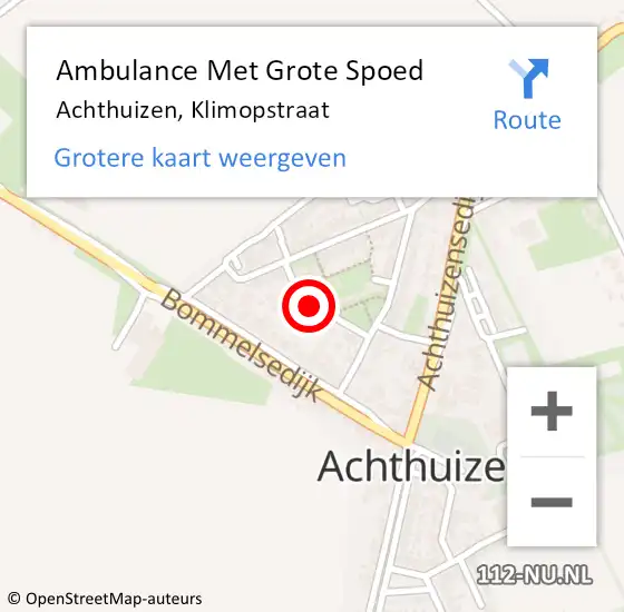 Locatie op kaart van de 112 melding: Ambulance Met Grote Spoed Naar Achthuizen, Klimopstraat op 9 mei 2020 05:05