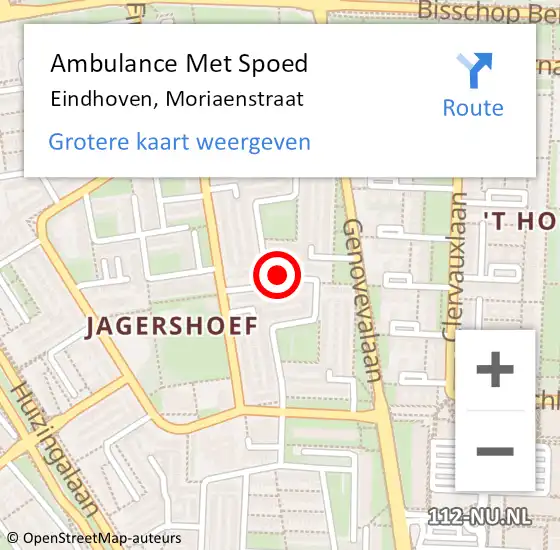 Locatie op kaart van de 112 melding: Ambulance Met Spoed Naar Eindhoven, Moriaenstraat op 9 mei 2020 06:10
