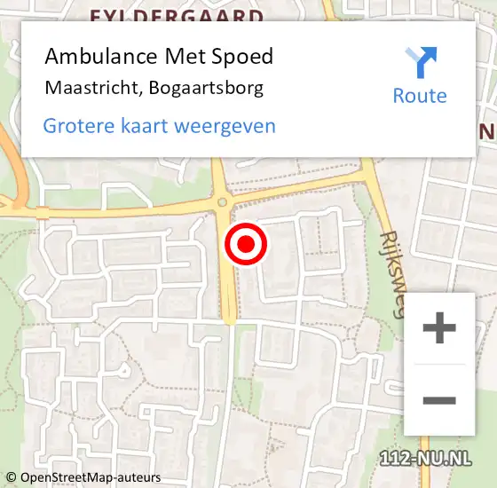 Locatie op kaart van de 112 melding: Ambulance Met Spoed Naar Maastricht, Bogaartsborg op 6 mei 2014 08:57