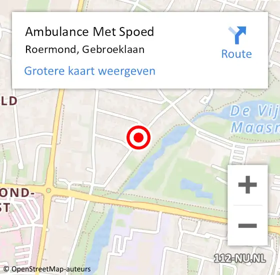 Locatie op kaart van de 112 melding: Ambulance Met Spoed Naar Roermond, Gebroeklaan op 9 mei 2020 10:17