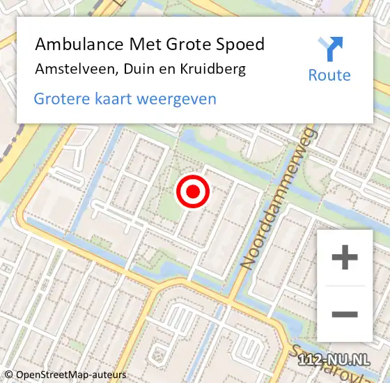 Locatie op kaart van de 112 melding: Ambulance Met Grote Spoed Naar Amstelveen, Duin en Kruidberg op 9 mei 2020 10:27