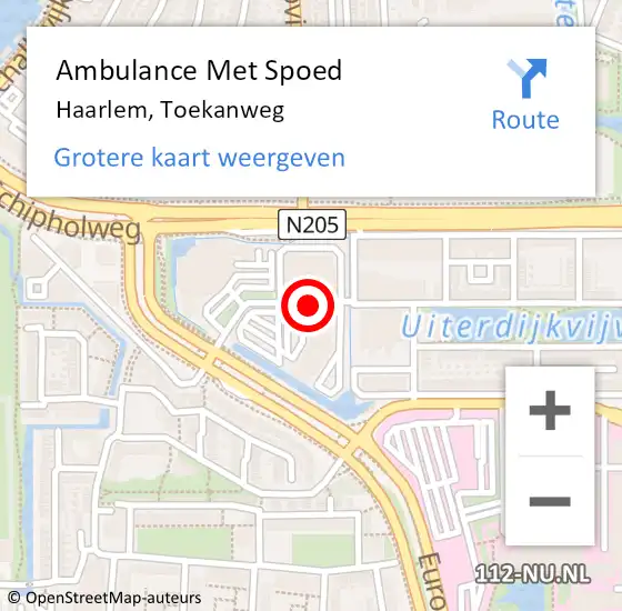Locatie op kaart van de 112 melding: Ambulance Met Spoed Naar Haarlem, Toekanweg op 9 mei 2020 10:44