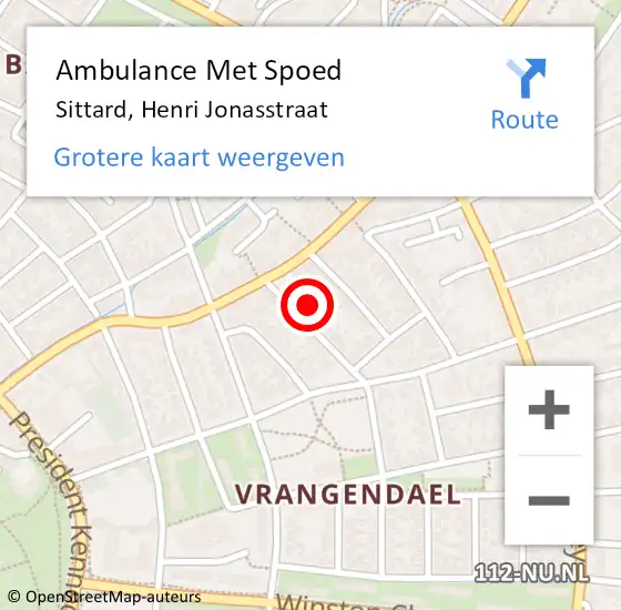 Locatie op kaart van de 112 melding: Ambulance Met Spoed Naar Sittard, Henri Jonasstraat op 6 mei 2014 09:11