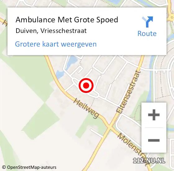 Locatie op kaart van de 112 melding: Ambulance Met Grote Spoed Naar Duiven, Vriesschestraat op 9 mei 2020 11:03