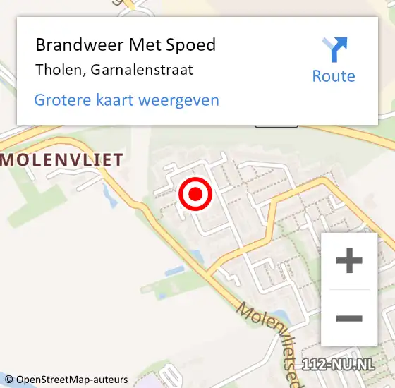 Locatie op kaart van de 112 melding: Brandweer Met Spoed Naar Tholen, Garnalenstraat op 9 mei 2020 11:08