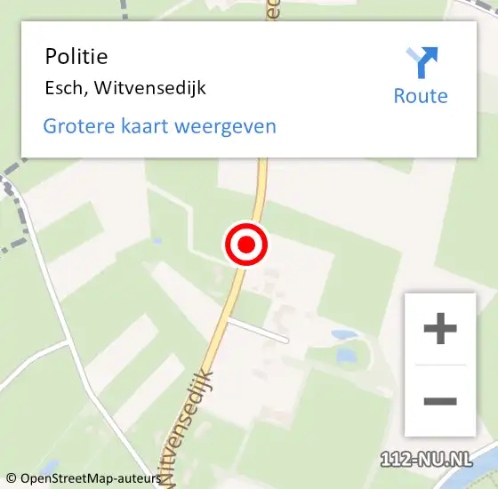 Locatie op kaart van de 112 melding: Politie Esch, Witvensedijk op 9 mei 2020 11:31