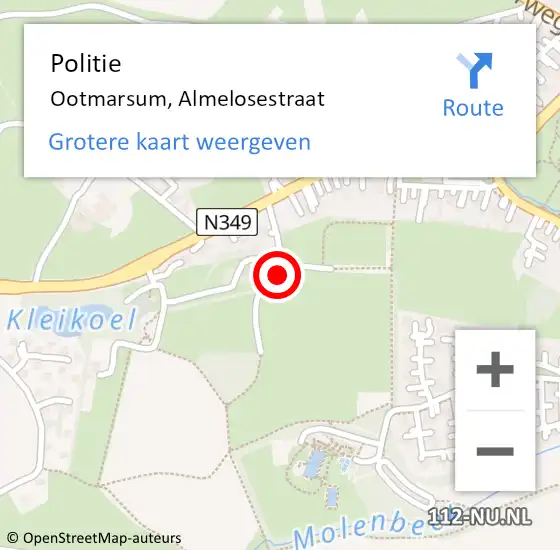 Locatie op kaart van de 112 melding: Politie Ootmarsum, Almelosestraat op 9 mei 2020 11:58