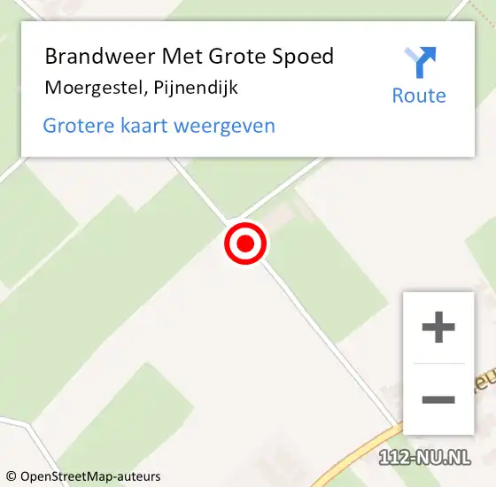 Locatie op kaart van de 112 melding: Brandweer Met Grote Spoed Naar Moergestel, Pijnendijk op 9 mei 2020 12:14
