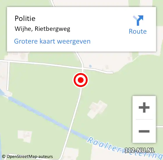 Locatie op kaart van de 112 melding: Politie Wijhe, Rietbergweg op 9 mei 2020 13:00