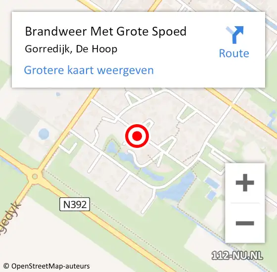 Locatie op kaart van de 112 melding: Brandweer Met Grote Spoed Naar Gorredijk, De Hoop op 9 mei 2020 13:03