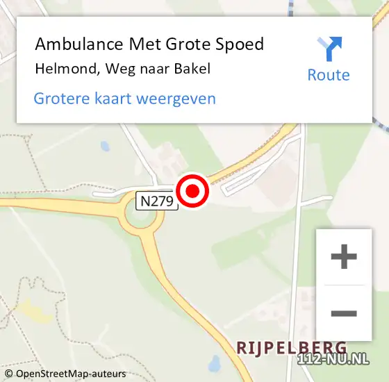 Locatie op kaart van de 112 melding: Ambulance Met Grote Spoed Naar Helmond, Weg naar Bakel op 9 mei 2020 13:26