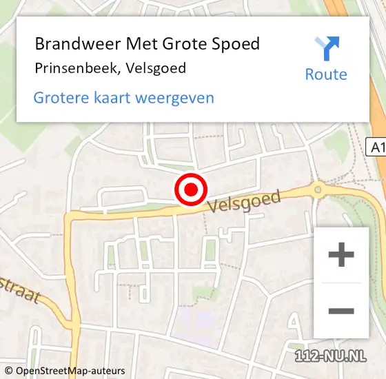 Locatie op kaart van de 112 melding: Brandweer Met Grote Spoed Naar Prinsenbeek, Velsgoed op 9 mei 2020 13:58