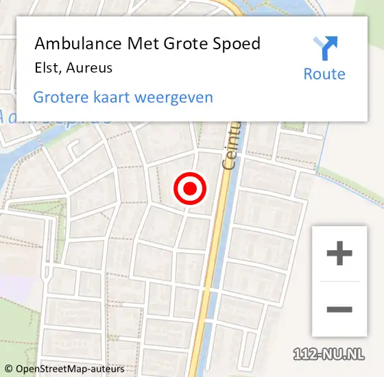 Locatie op kaart van de 112 melding: Ambulance Met Grote Spoed Naar Elst, Aureus op 9 mei 2020 14:15