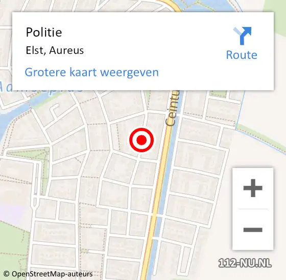 Locatie op kaart van de 112 melding: Politie Elst, Aureus op 9 mei 2020 14:16