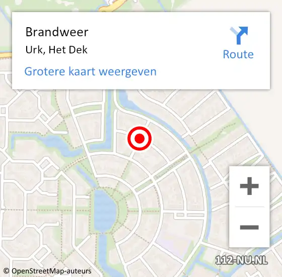 Locatie op kaart van de 112 melding: Brandweer Urk, Het Dek op 9 mei 2020 15:26