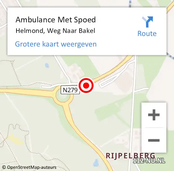 Locatie op kaart van de 112 melding: Ambulance Met Spoed Naar Helmond, Weg Naar Bakel op 9 mei 2020 15:28