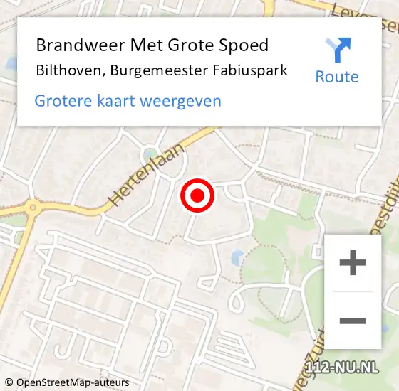 Locatie op kaart van de 112 melding: Brandweer Met Grote Spoed Naar Bilthoven, Burgemeester Fabiuspark op 9 mei 2020 16:06