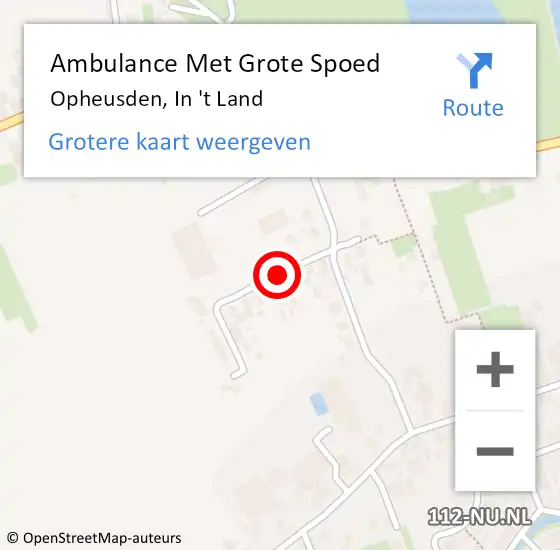 Locatie op kaart van de 112 melding: Ambulance Met Grote Spoed Naar Opheusden, In 't Land op 9 mei 2020 17:32