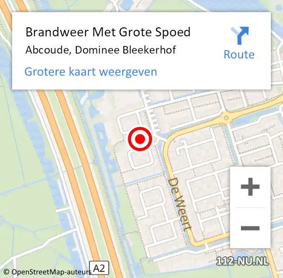 Locatie op kaart van de 112 melding: Brandweer Met Grote Spoed Naar Abcoude, Dominee Bleekerhof op 9 mei 2020 17:52