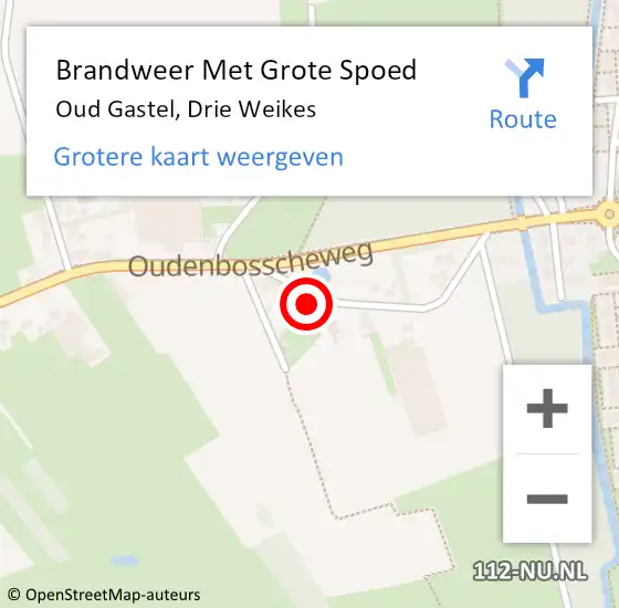 Locatie op kaart van de 112 melding: Brandweer Met Grote Spoed Naar Oud Gastel, Drie Weikes op 6 mei 2014 09:52