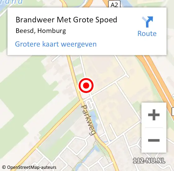 Locatie op kaart van de 112 melding: Brandweer Met Grote Spoed Naar Beesd, Homburg op 9 mei 2020 19:16