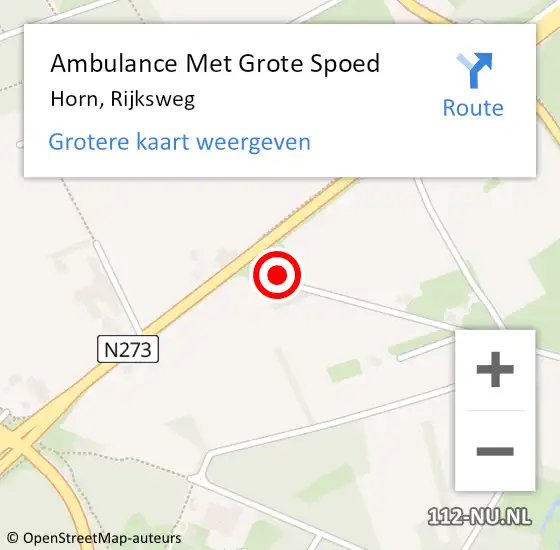 Locatie op kaart van de 112 melding: Ambulance Met Grote Spoed Naar Horn, Rijksweg op 9 mei 2020 19:36