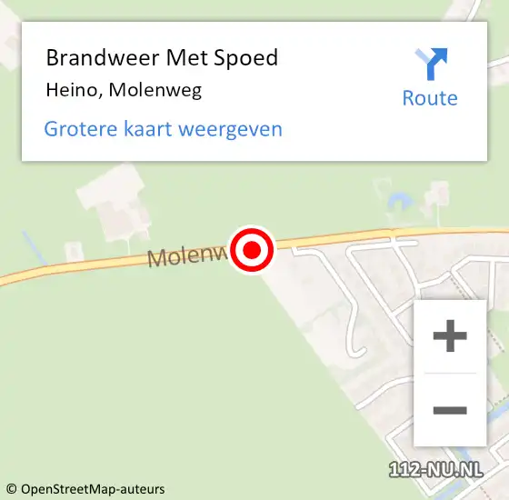 Locatie op kaart van de 112 melding: Brandweer Met Spoed Naar Heino, Molenweg op 9 mei 2020 19:39