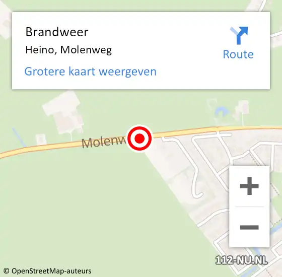 Locatie op kaart van de 112 melding: Brandweer Heino, Molenweg op 9 mei 2020 19:41