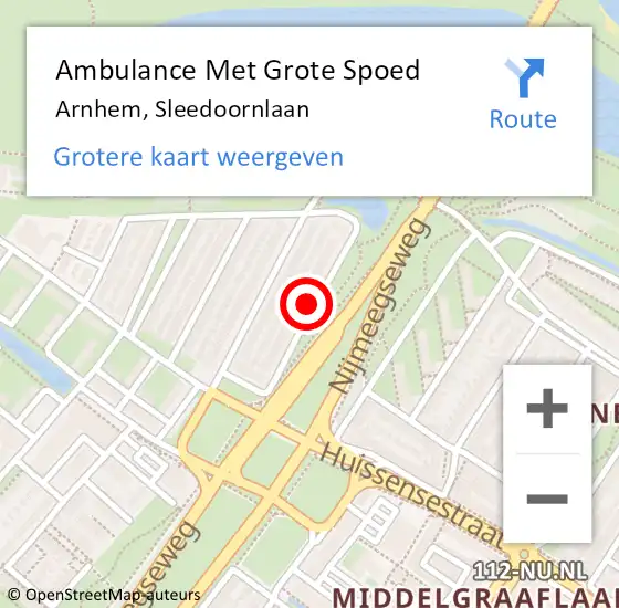 Locatie op kaart van de 112 melding: Ambulance Met Grote Spoed Naar Arnhem, Sleedoornlaan op 9 mei 2020 20:18