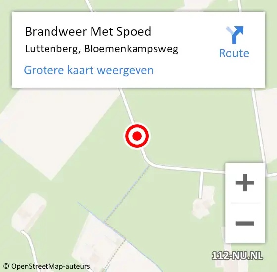 Locatie op kaart van de 112 melding: Brandweer Met Spoed Naar Luttenberg, Bloemenkampsweg op 9 mei 2020 21:01