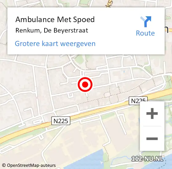 Locatie op kaart van de 112 melding: Ambulance Met Spoed Naar Renkum, De Beyerstraat op 9 mei 2020 21:11