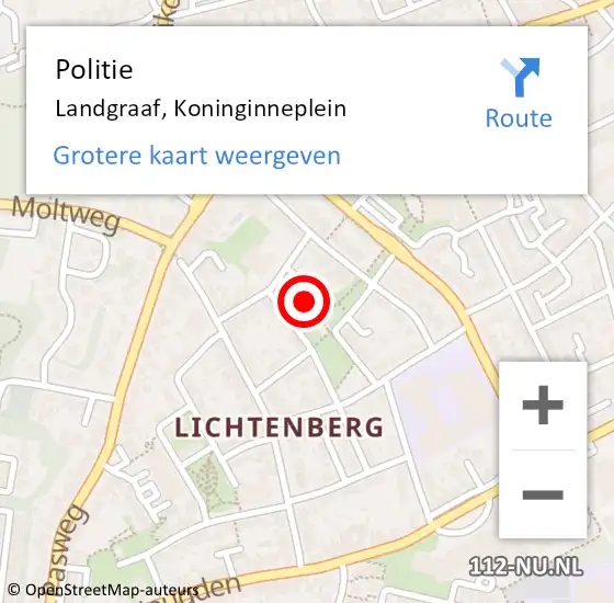 Locatie op kaart van de 112 melding: Politie Landgraaf, Koninginneplein op 9 mei 2020 21:44