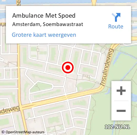 Locatie op kaart van de 112 melding: Ambulance Met Spoed Naar Amsterdam, Soembawastraat op 9 mei 2020 21:59