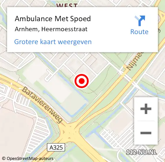 Locatie op kaart van de 112 melding: Ambulance Met Spoed Naar Arnhem, Heermoesstraat op 9 mei 2020 22:31