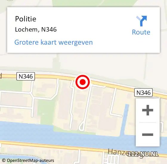 Locatie op kaart van de 112 melding: Politie Lochem, N346 op 9 mei 2020 23:02
