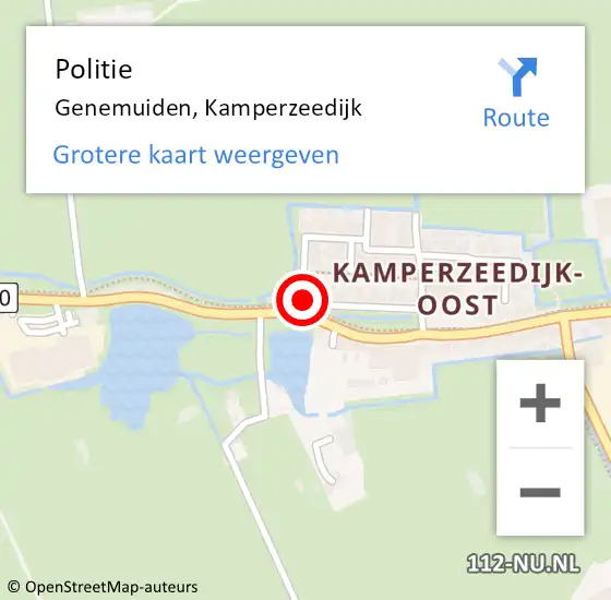 Locatie op kaart van de 112 melding: Politie Genemuiden, Kamperzeedijk op 10 mei 2020 01:13