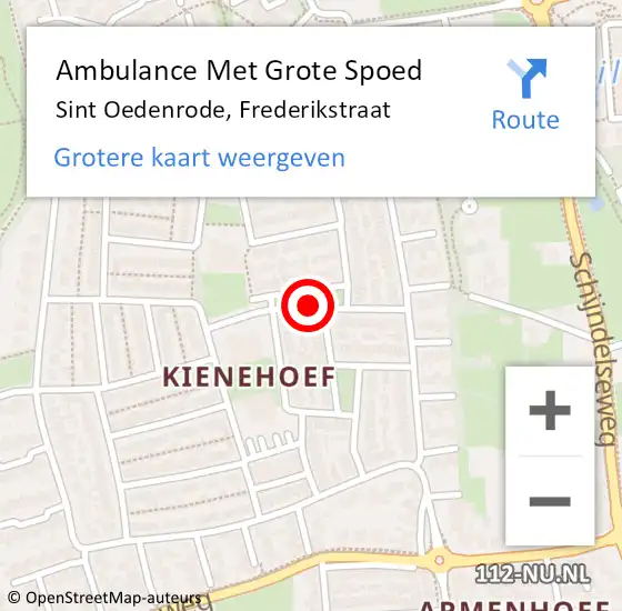 Locatie op kaart van de 112 melding: Ambulance Met Grote Spoed Naar Sint Oedenrode, Frederikstraat op 10 mei 2020 10:13