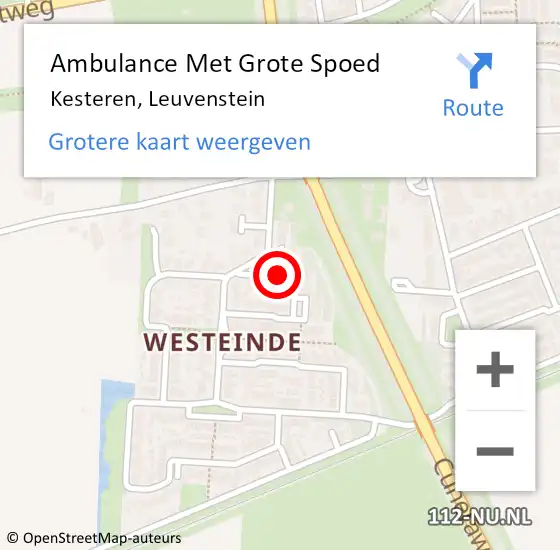 Locatie op kaart van de 112 melding: Ambulance Met Grote Spoed Naar Kesteren, Leuvenstein op 10 mei 2020 10:45
